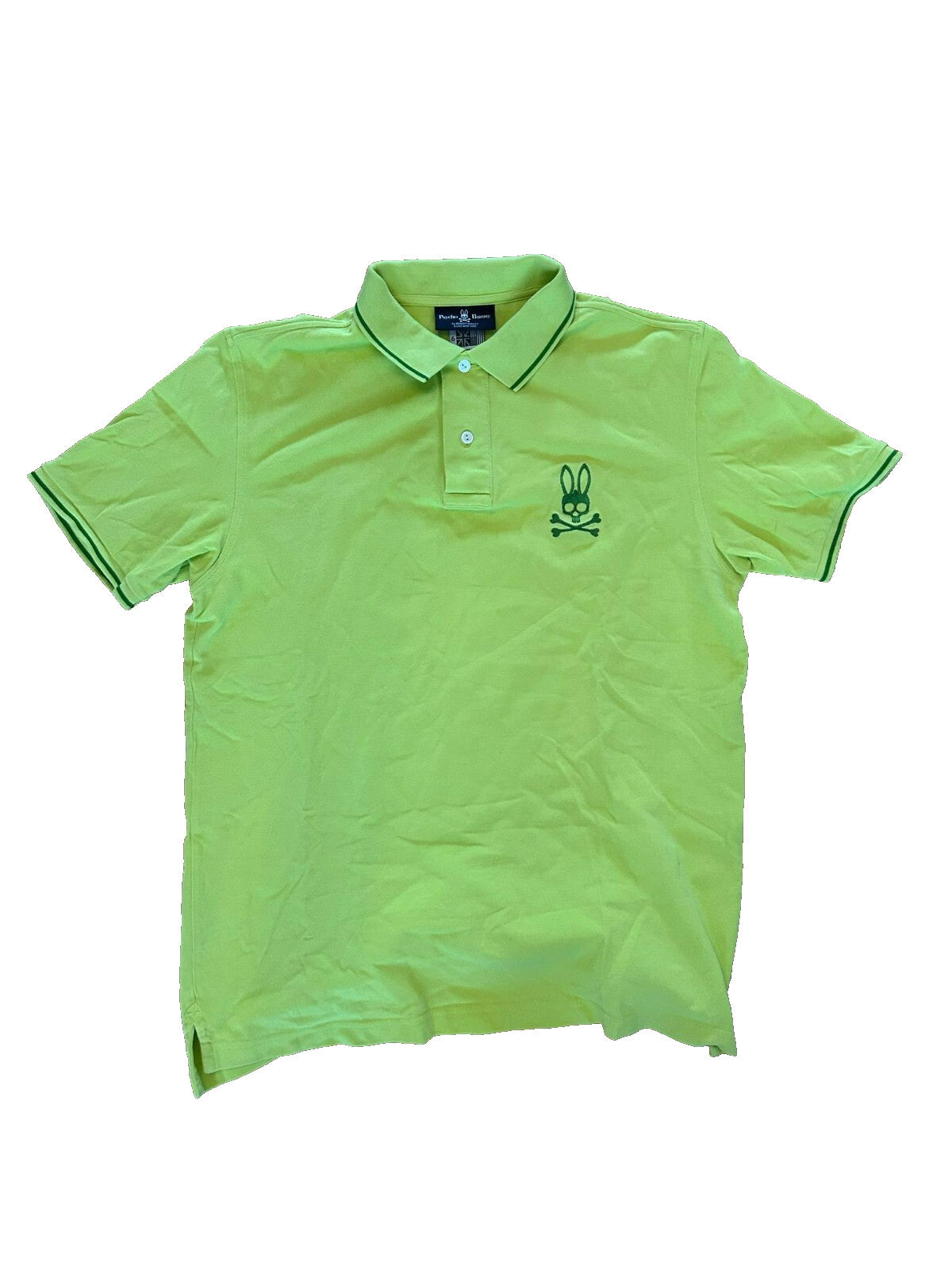 Psycho Bunny XL (6) Polo – Skull Bunny Logo – Lime Green – Premium Pima Co - Bargain Haven