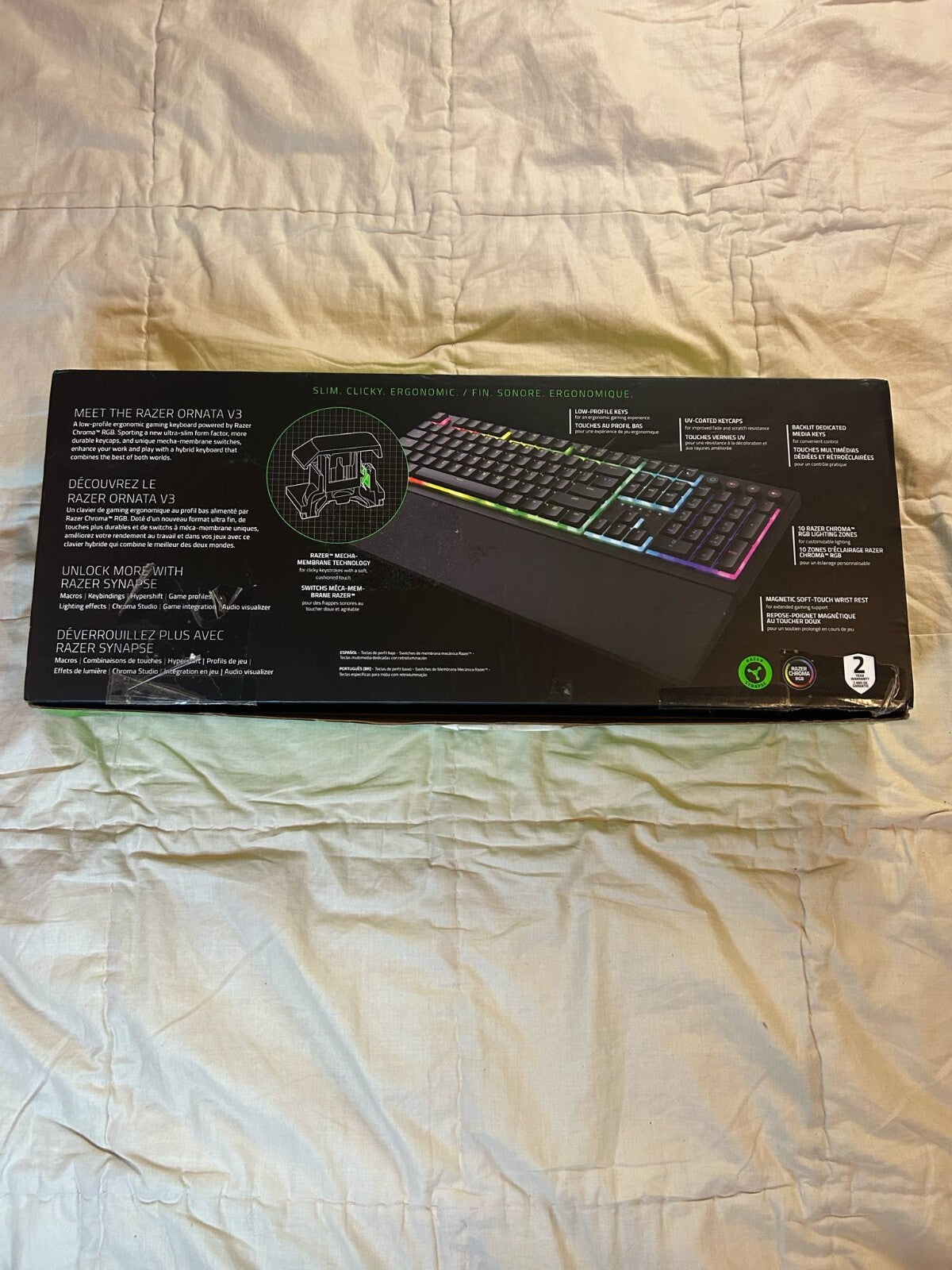 Razer Ornata V3 Low Profile Gaming Keyboard - RGB Chroma, Membrane - Open Box - Friperie Urbaine