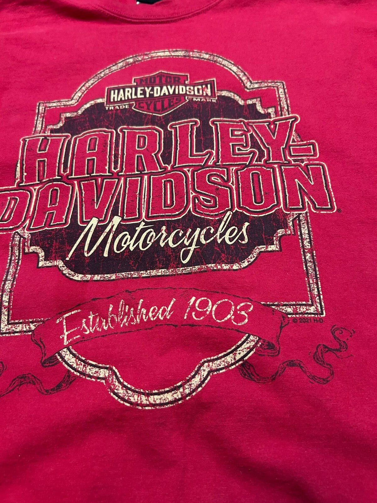 Harley-Davidson Long Sleeve T-Shirt 2XL Red Rochester NH Shop Vintage Style 2021 - Bargain Haven