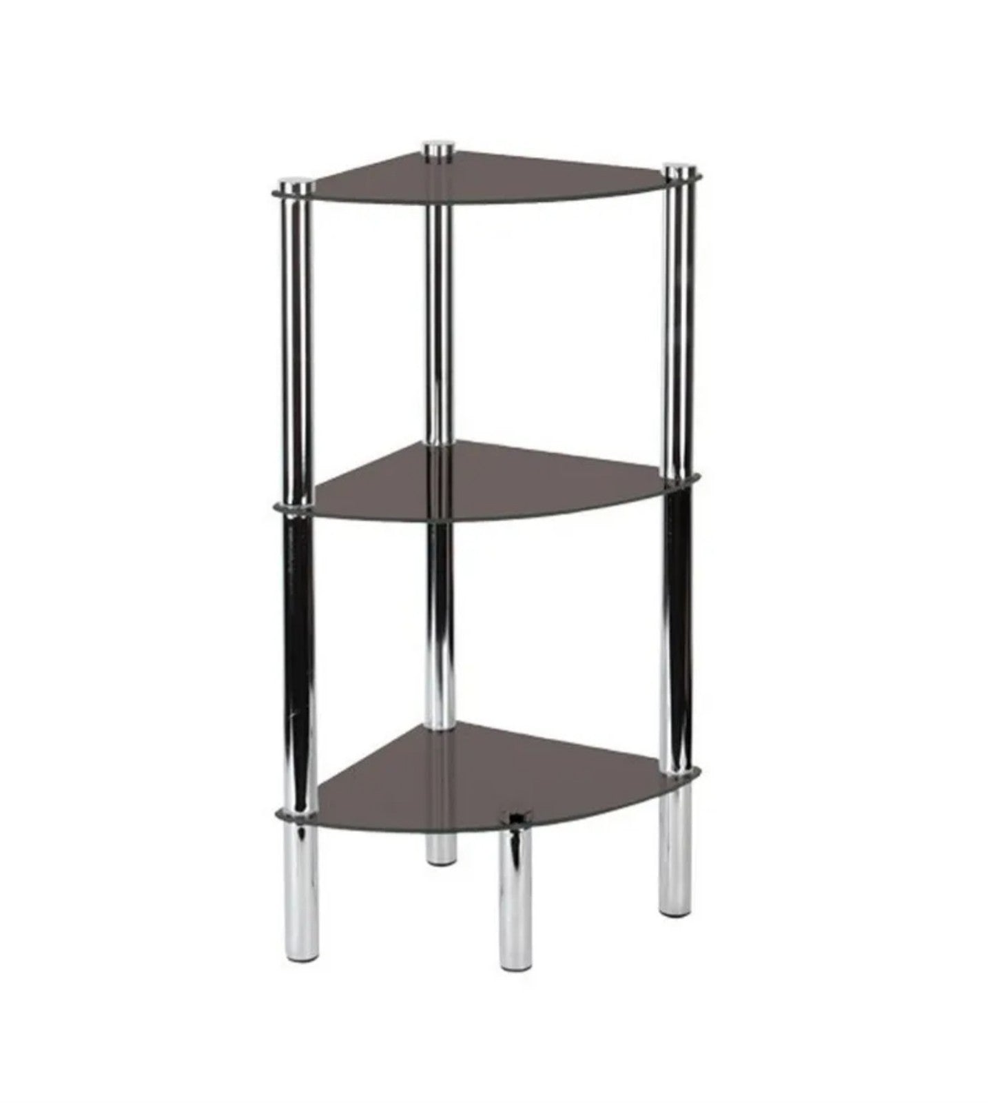 Glass Corner Shelf with Chrome Legs - 3 Tiers, 12"x12"x30" - Bargain Haven