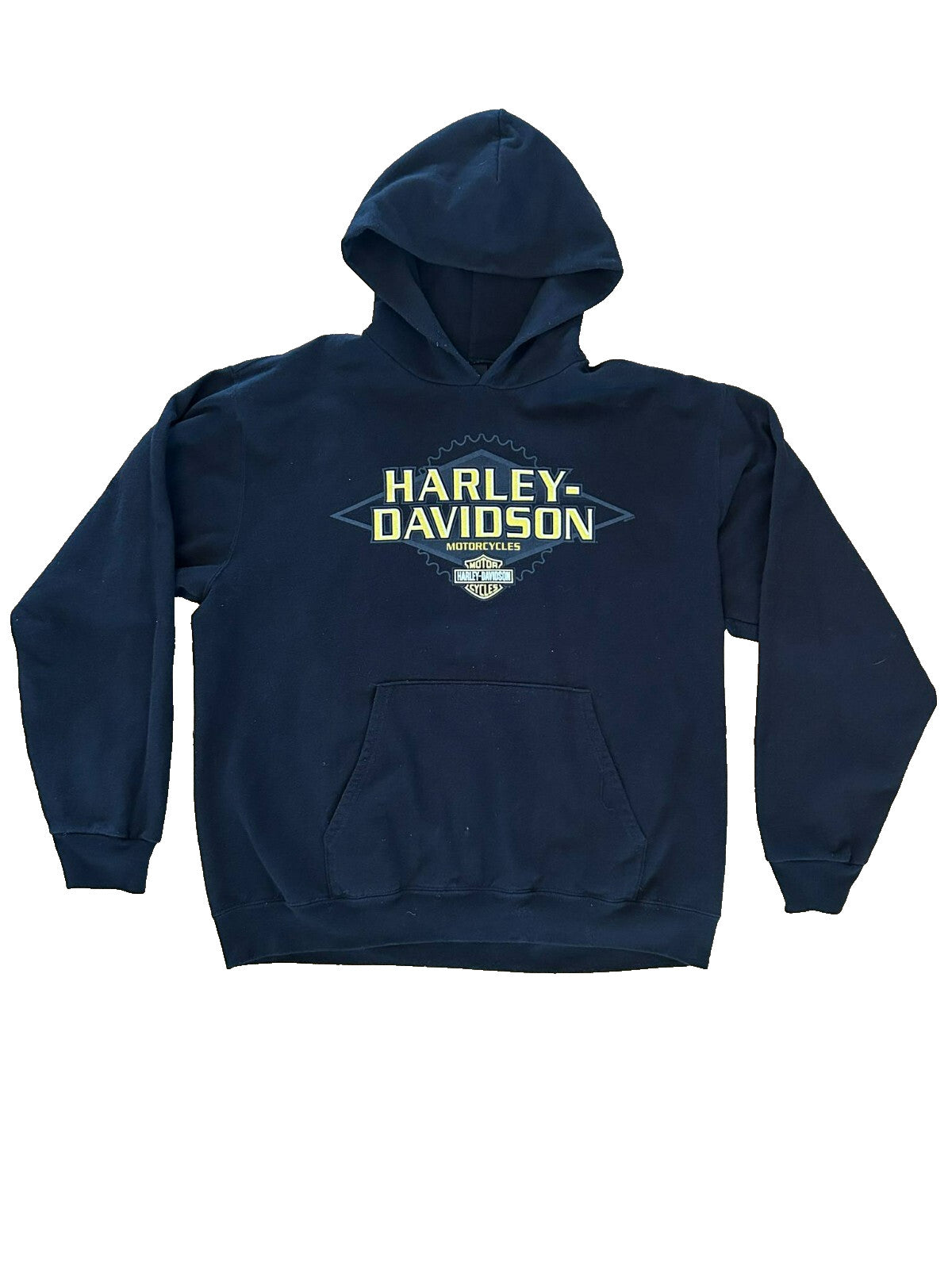 Harley-Davidson Hoodie XL White Mountain New Hampshire Skull Logo Black Yellow - Bargain Haven