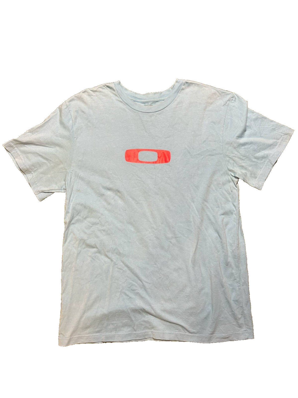 Oakley Regular Fit T-Shirt Size L – Light Blue with Red Logo – 100% Cotton - Bargain Haven