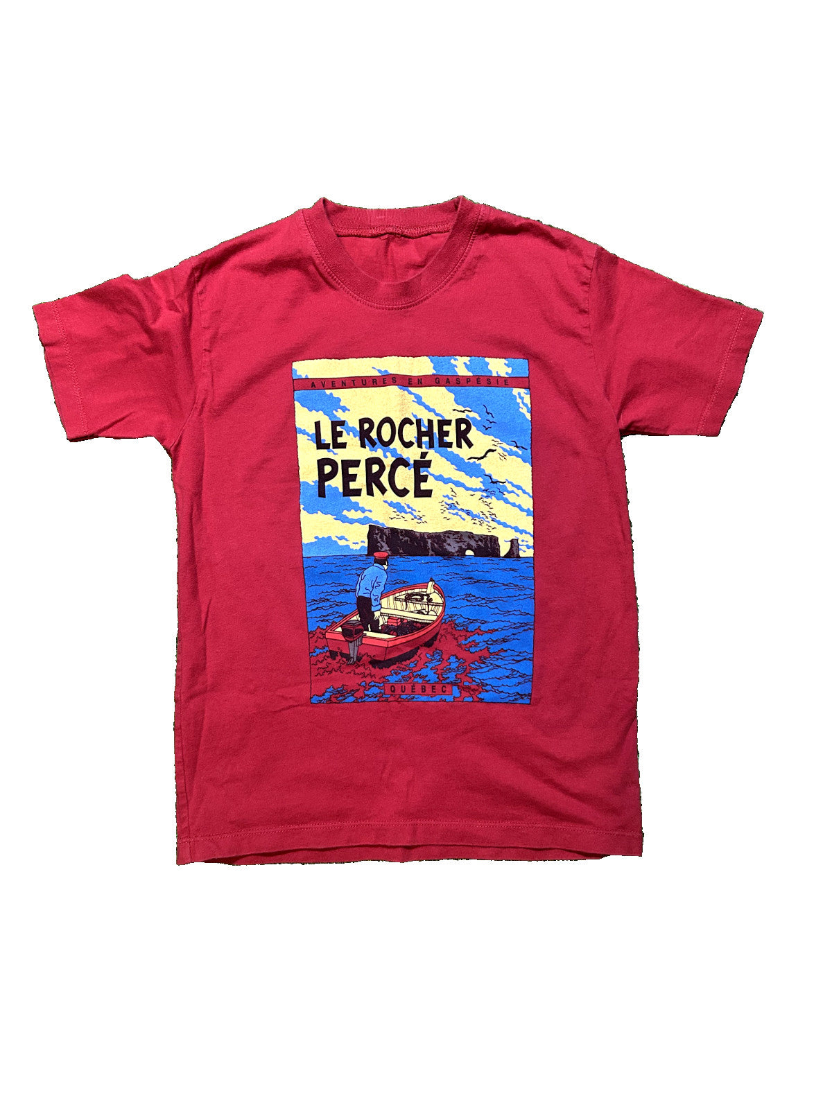 Le Rocher Percé Red Kid T-Shirt Size S - Vintage Souvenir - Bargain Haven