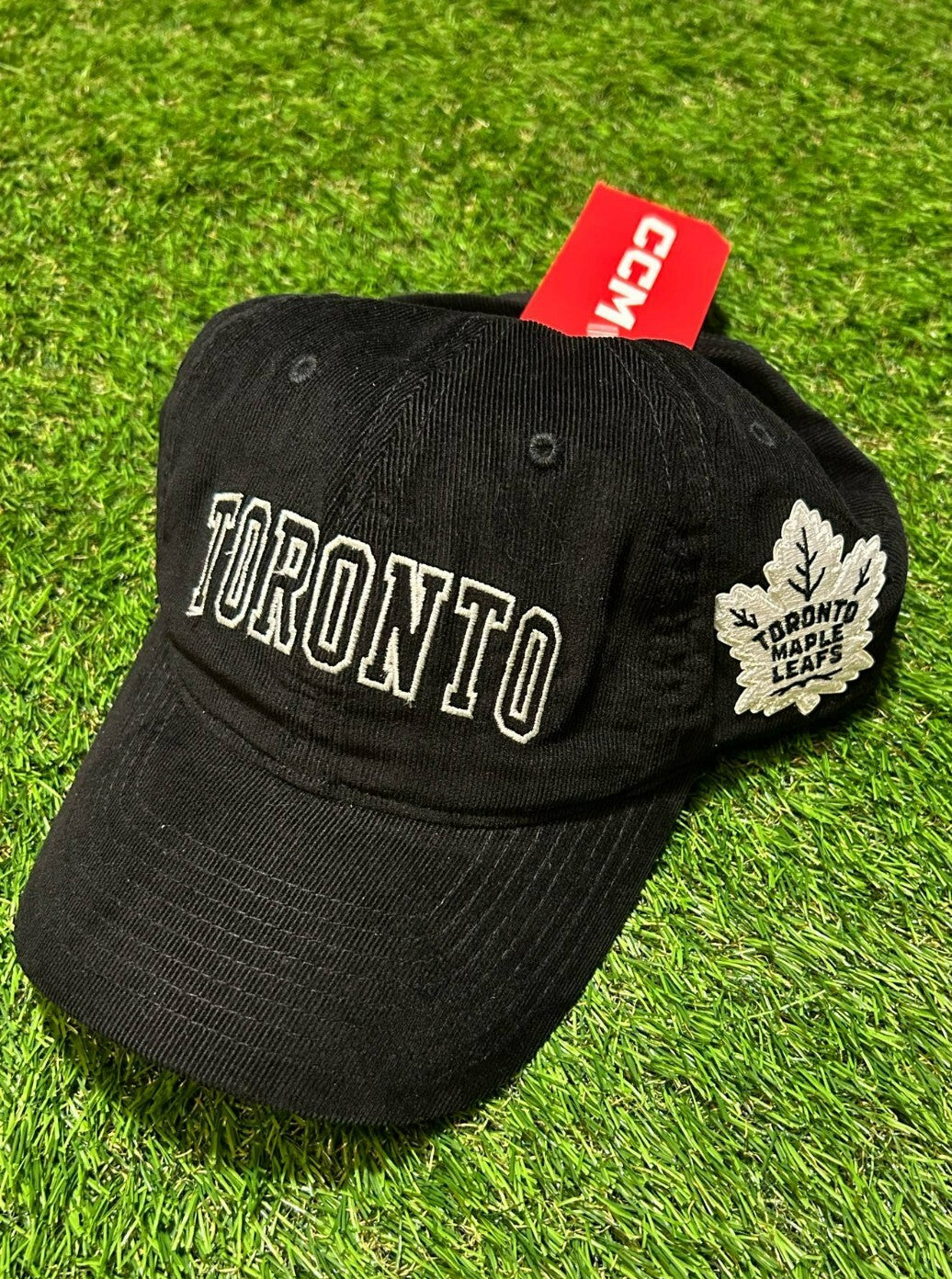 Toronto Maple Leafs CCM Hockey Cap Black Adjustable Hat Sample One Size New NWT - Bargain Haven