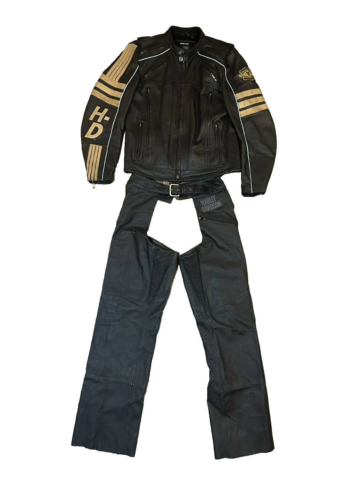 Harley-Davidson Leather Riding Jacket 97150-13VM + Chaps Pants 98039-12VM Size M - Bargain Haven