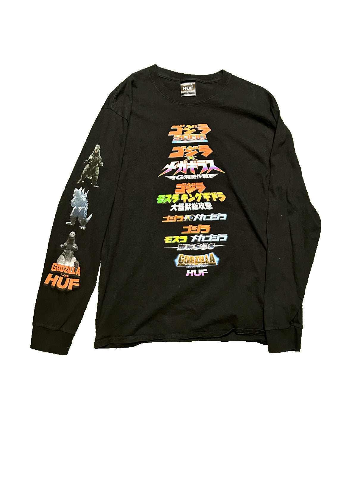 Godzilla vs Huf T-shirt Long Sleeves Men Size L Limited edition - Bargain Haven