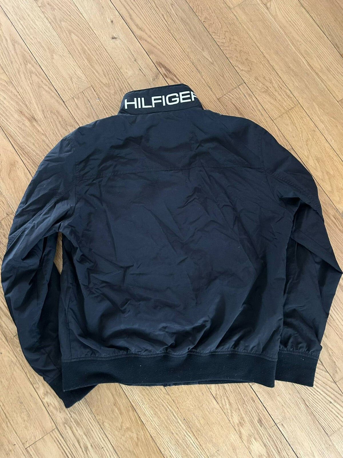 Tommy Hilfiger Windbreaker Jacket Men’s Medium Black Mesh Lined Nylon Zip-Up - Bargain Haven
