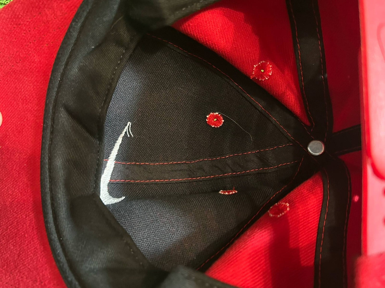 Vintage Nike Red Adjustable Snapback Hat – One Size – Made in Taiwan – Swoosh Lo - Bargain Haven
