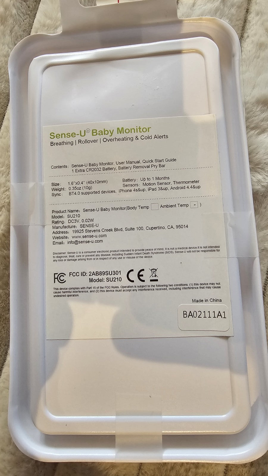 Sense-U Baby SU210 Breathing and Position Monitor – Smart Baby Monitoring - Friperie Urbaine