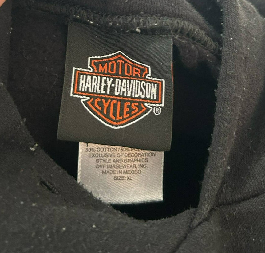 Harley-Davidson Hoodie XL White Mountain New Hampshire Skull Logo Black Yellow - Bargain Haven