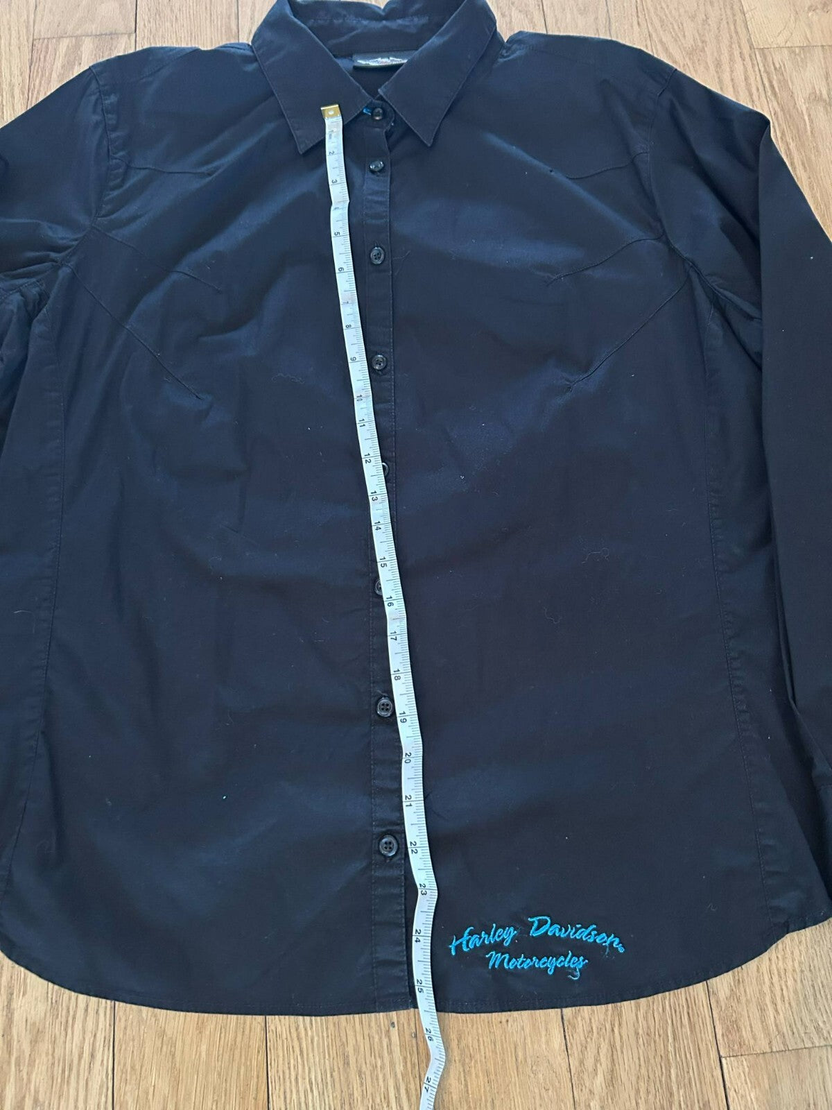 Harley-Davidson Women's XL Button-Up Shirt – Blue Graphic Back Embroidery - Bargain Haven