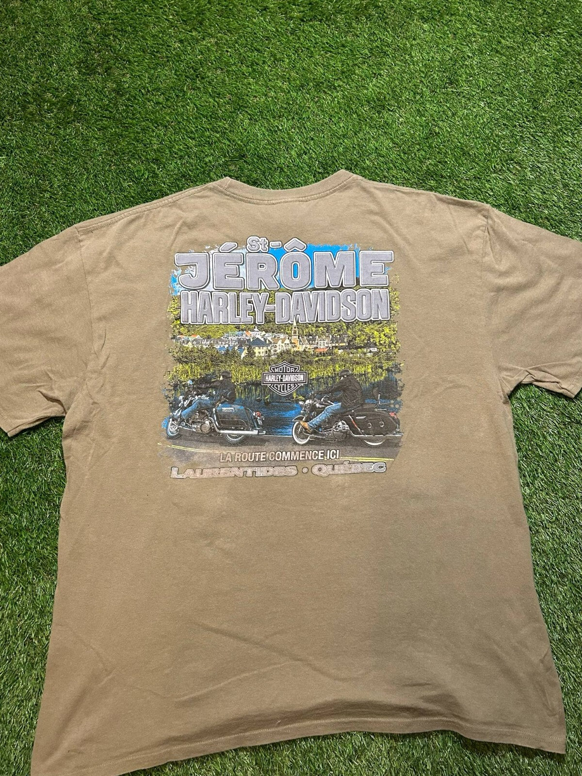 Harley-Davidson St-Jérôme T-Shirt 2XL Brown Québec Canada Skull Graphic - Bargain Haven
