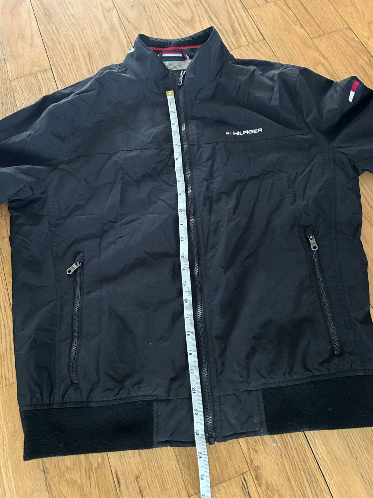 Tommy Hilfiger Windbreaker Jacket Men’s Medium Black Mesh Lined Nylon Zip-Up - Bargain Haven